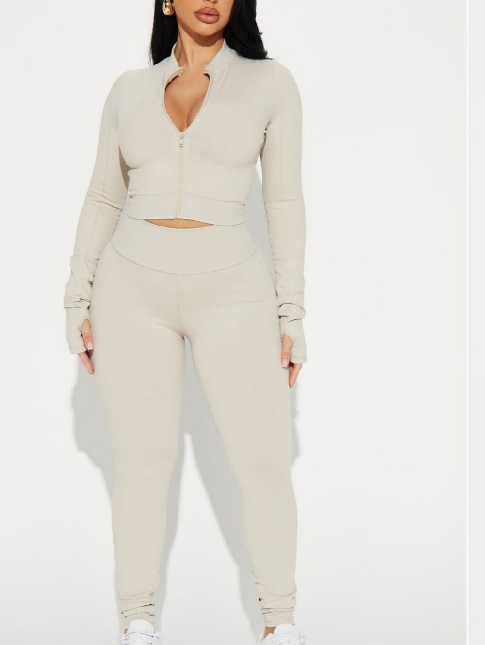Fashion Nova High-Waist Leggings in Taupe